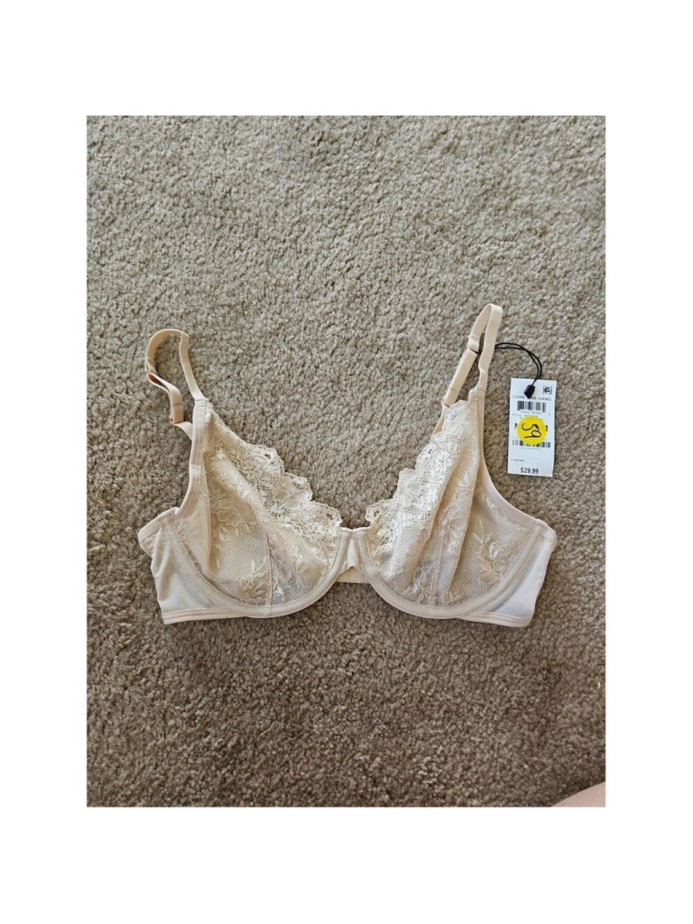 Inc International Concepts Apex Lace Bra Almond Latte Medium NWT